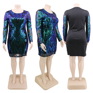 Vestidos de manga larga de las mujeres dama elegante <span class=keywords><strong>Mujer</strong></span> <span class=keywords><strong>plus</strong></span> tamaño ropa de gran tamaño vestidos para las mujeres - Product Image 6