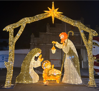 Navidad Décorations De Cour Extérieure De Noël 3d Grand Led Motif Lumières Jésus Statue Nativité Scène Ensemble De Noël Led Affichage
