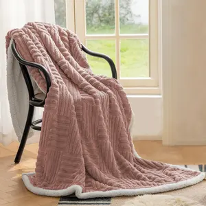 Wholesales Oversize Warm Fleece Thickened Lamb Solid Color Sofa Bed Cover Coral Flannel Fleece Blanket 270*230cm