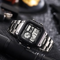 Klassische Herren Digitaluhren Luxus Edelstahl-Armband Sportuhren Herren Uhr LED Sport-Armbanduhr