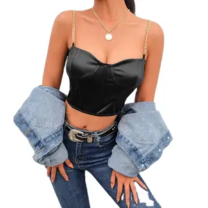 Hot Sexy Outerwear Chain Strap Bustier Type Corset Tube Tops sexy Women Tank Tops