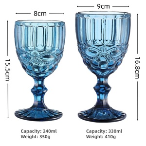Calici in Vetro Colorato Goffrato <span class=keywords><strong>Vintage</strong></span>, <span class=keywords><strong>Bicchieri</strong></span> da Vino Classici a Forma di Diamante Multicolore 250-350ml per Casa, Feste e Matrimoni - Product Image 2