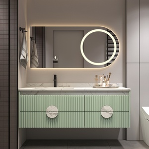 Ensemble de coiffeuse en bois massif, avec miroir à éclairage intelligent et évier en <span class=keywords><strong>fonte</strong></span> - Product Image 4