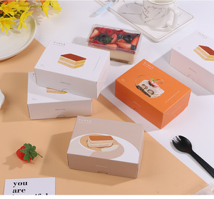 Cajas de tiramisú Productos horneados Bolsa de papel Caja de <span class=keywords><strong>mousse</strong></span> Té DE LA TARDE japonés Hornear Caja de postre hecha a mano Cupcakes Lasaña Desechable - Product Image 5