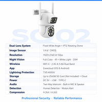 Caméra IP sans fil pour la sécurité domestique avec vision nocturne couleur 4MP IP65, Pan-Tilt PTZ, stockage cloud, garantie 1 an, utilisation en extérieur