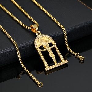 Colares de Pingente de Joias de Moda Masculinos de Aço Inoxidável à Prova d'Água, Estilo Hip Hop <span class=keywords><strong>Jesus</strong></span> Religioso Cravejado com Zircônias Cúbicas, Atacado 2025 - Product Image 3