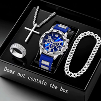 YuSa1330 Lot de 4 montres de luxe pour hommes, grand cadran, mouvement à quartz, ensemble de bijoux, Reloj Hombre