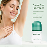 Déodorant Roll-On au Thé Vert et aux Herbes, Parfum Boisé Naturel, Anti-transpirant Portable pour le Contrôle Quotidien de la Transpiration et des Odeurs Corporelles