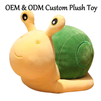 Fabrication OEM/ODM de jouets en peluche personnalisés sur mesure, escargot en peluche super doux de 11-30 cm, personnalisation sur mesure, anti-stress