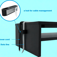 Support d'écran en bois, organiseur de bureau à 2 niveaux avec rangement, support d'ordinateur ergonomique, gestion des câbles, support pour téléphone portable