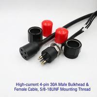 Connecteur sous-marin HYSF HPIL4F HPBH4M à courant élevé, 4 broches, 30A, mâle, pour montage sur panneau, avec câble femelle, connecteur d'alimentation sous-marine