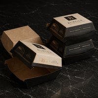 Boîte d'emballage pour hamburgers en papier écologique de qualité alimentaire en gros, avec votre propre logo personnalisé pour les poulets frits à emporter