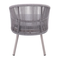 confortables de luxe en aluminium pour restaurant et terrasse, fauteuils de jardin en corde tissée grise pour l'extérieur