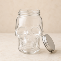 Bouteille en plastique en forme de crâne pour Halloween, réutilisable, distributeur de boissons, avec bouchon à vis pour vin, jus, thé