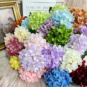 Fleurs artificielles en soie simulées, 3 têtes d'hortensia, faites à la main, pour bouquets de mariage, décoration intérieure, accessoires de photographie - Product Image 1
