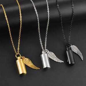 Collier urne commémorative en acier inoxydable 316L plaqué or 14k 18k PVD, bijoux funéraires pour cendres - Product Image 1