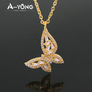 Abrabic Luxe Stijlen 18K Verguld Messing Met Zirkoon Hanger Ketting Vlinder Hartvorm Lange Ketting Ketting Voor Vrouwen - Product Image 6