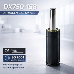 Ressort à <span class=keywords><strong>gaz</strong></span> azote HDX750-063-158 7500N en acier inoxydable, cylindre à <span class=keywords><strong>gaz</strong></span> industriel robuste pour moules, certifié CE et PED - Product Image 1