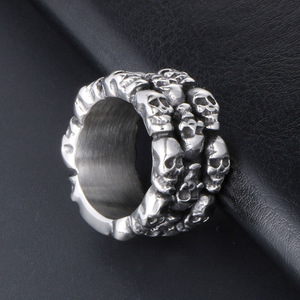 Skull <b>Titanium</b> Steel <b>Ring</b> For Men Metal Retro Design Gift Jewelry SA394 - Product Image 4