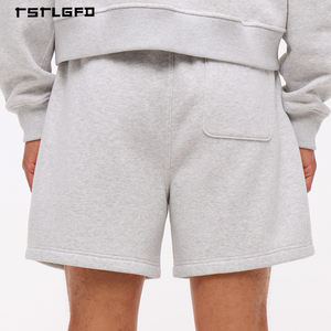 Shorts de jogging en coton molletonné épais et lourd, style streetwear uni avec cordon de serrage pour hommes – Vente en gros - Product Image 4