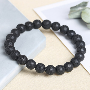 <span class=keywords><strong>Bracelet</strong></span> américain de perles de pierre volcanique naturelle en stock, <span class=keywords><strong>bracelet</strong></span> de perles rondes en pierre naturelle, simple et à la mode - Product Image 4