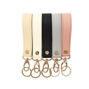 RTS Colorful PU Leather Keychain Long Wrist Keychain Strap Simple <b>Key</b> <b>Ring</b> Holder - Product Image 2