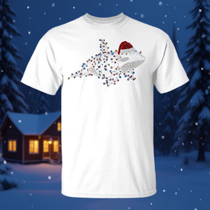 T-shirt con grafica di animali con luci natalizie Orca, per adulti, unisex, bianca - Product Image 3