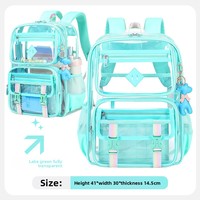 Sac à dos en PVC transparent en nylon de style dessin animé, imperméable, avec fermeture éclair, tendance, pour les élèves du primaire, du collège et du lycée