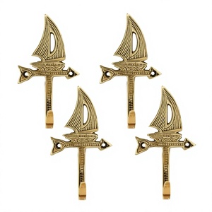 High Quality Brass Metal Vintage Style Handmade Wall Hooks with Drill Installation for <b>Car</b> Keys and Clothes Hanging <b>Polished</b> - Product Image 1