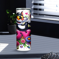 Gobelet isotherme en acier inoxydable de 20 oz avec motif de chat de dessin animé, bouteille d'eau isolée avec motif de chat floral « LOVE », livraison gratuite aux États-Unis
