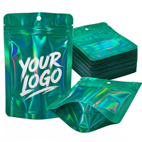 Sachets Mylar 3,5g personnalisés avec logo imprimé, refermables, anti-odeur pour enfants, avec découpe holographique double face