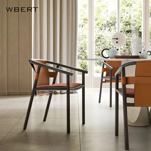 Wbert ที่เท้าแขนในการรับประทานอาหารสุดหรูดีไซน์ทันสมัยเรียบง่ายหรูหราสำหรับบ้านโรงแรมอพาร์ทเมนต์วิลล่าเบาะหนังไม้เนื้อแข็ง - Product Image 6