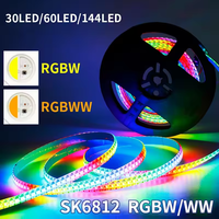 Bande lumineuse LED RGBW SK6812 4 en 1, 30, 60, 144 LED, lumières LED RGBWW adressables individuellement, IP30, 65, 67, DC5V