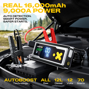 Démarreur de secours AUXITO 9000A avec compresseur d'air 160 PSI pour tous les véhicules essence/diesel 12L, gonfleur de pneus portable - Product Image 6