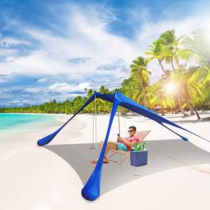 비치 텐트 태양 대피소 슈퍼 방풍 대형 야외 휴대용 그늘 캐노피 샌드백 가족 여행 방수포 - Product Image 6