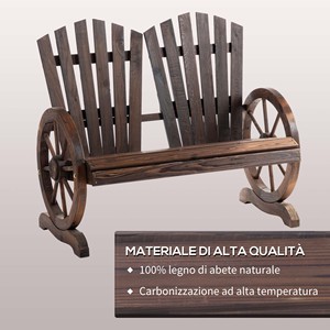 Outsunny Country Style Banco de jardín de madera con reposabrazos de ruedas, 108x66x95cm, Color Madera - Product Image 5