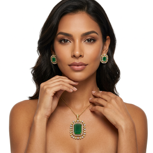 Conjunto de Collar y Aretes de Lujo en Latón con Circonitas, Chapado en Rodio, para Mujer, Regalo para Fiesta o Boda - Product Image 1