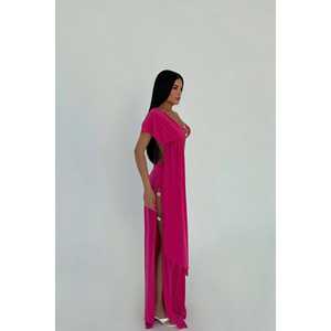 Traje Casual Color Fucsia con Decoración de Botones para Verano - Product Image 2