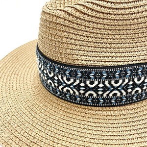 HZM-25149 rộng vành bãi biển phụ nữ Mũ Rơm màu duy nhất ban nhạc mùa hè mặt trời Mũ Rơm - Product Image 4