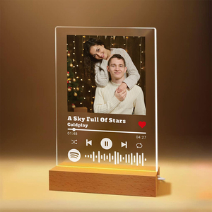 Vente flash - Lampe LED en bois massif personnalisée à 7 couleurs, impression acrylique avec photo et lecteur de musique pour la décoration de la pièce et les cadeaux - Product Image 2