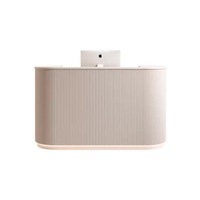 Bureau de réception incurvé de luxe moderne avec éclairage LED et design cannelé en MDF pour salon de beauté, bureau et restaurant