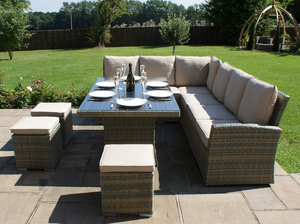 Conjunto de muebles modernos de ratán para exteriores, conjunto de comedor en forma de <span class=keywords><strong>L</strong></span> para jardín - Product Image 3