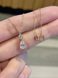Collier Xinfly en or jaune 18 carats avec diamant de laboratoire en forme de goutte d'eau de 1,5 carat, Au750, forme poire, bijoux fins, chaîne à maillons, cadeaux de mariage et de fiançailles - Product Image 3