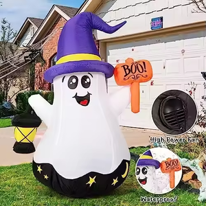 Décoration de fête d'Halloween gonflable personnalisée de 1,5 m – Sorcier fantôme mignon pour extérieur/intérieur avec lumière intégrée et LED - Product Image 1