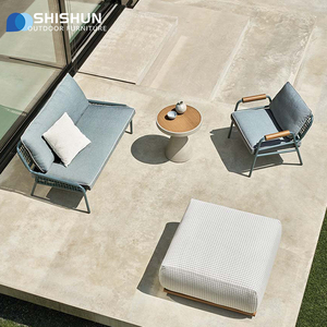 Moderne Touw Geweven Vrijetijdsstoel Bank Voor Balkon Tuin Patio Rotan Rieten Sofa Set Tuinmeubilair Fauteuil - Product Image 4