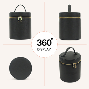 COSSNI Nova Chegada Rodada Saco Cosmético Couro Mini Vanity Case Moda Viagem Maquiagem <span class=keywords><strong>Bag</strong></span> com Espelho - Product Image 4