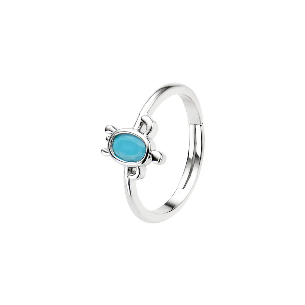 Foxi silver 925 ring turquoise 925 sterling silver ring turtle cute animal Ring jewelry