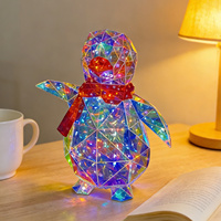 Décoration de pingouin LED de 30 cm, sculpture de pingouin lumineuse en PET, ornement de Noël moderne pour hall d'hôtel, centre commercial