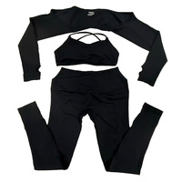 Ensemble de yoga et fitness sans couture pour femme DF avec logo personnalisé, bretelles croisées, col bénitier, taille élastique et soutien-gorge push-up en V