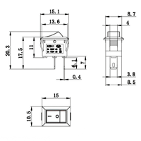 Interrupteur à bascule miniature KCD11 15*21mm SPST 2 broches 2 positions 3A 250V 6A 125V AC, petit interrupteur à encliquetage pour alimentation